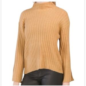 Generation K Ribbed Camel Tan Pullover Mock Neck Longsleeve Sweater Size…